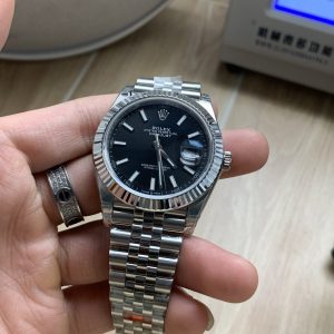 Super Clone Rolex Date Just 41mm Fluted Black Dial Jubilee Bracelet 126334 Pre-Owned 2026 image