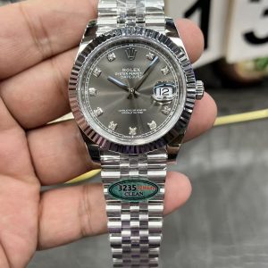 Super Clone Rolex Datejust 41mm, Grey Rhodium Diamond Dial, Jubilee 126334-0006 Mint 2022