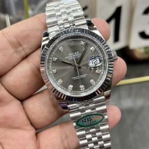 Super Clone Rolex Datejust 41mm, Grey Rhodium Diamond Dial, Jubilee 126334-0006 Mint 2022