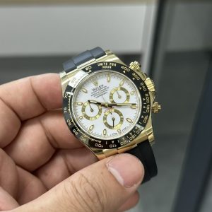 Rolex 116518 Daytona, White Dial, Ceramic Bezel - Yellow Gold On OysterFlex