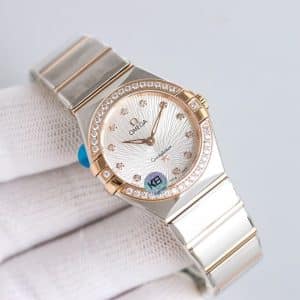 Omega Constellation 28mm Silver Wave Dial – TW Factory 1:1 Super Clone (Diamond Bezel Edition)