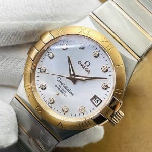 Omega Constellation Co-Axial Chronometer Two-Tone — Mother-of-Pearl Diamond Dial (1:1 Super Clone)