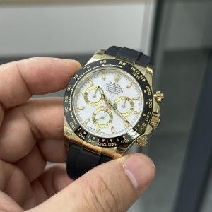 Rolex 116518 Daytona, White Dial, Ceramic Bezel - Yellow Gold On OysterFlex