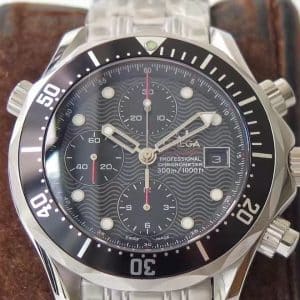 Replica Omega Seamaster Diver 300M Chronograph Black Wave Dial — KB Factory Edition