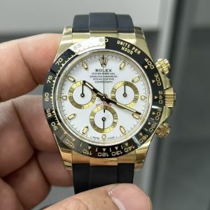 Rolex 116518 Daytona, White Dial, Ceramic Bezel - Yellow Gold On OysterFlex