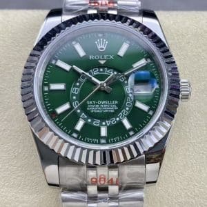 Rolex Sky-Dweller 326934 Green Dial Jubilee Bracelet — Clean Factory Super Clone