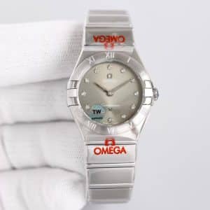 Omega Constellation 28mm Grey Sunburst Dial – TW Factory 1:1 Super Clone (Diamond Index Edition)