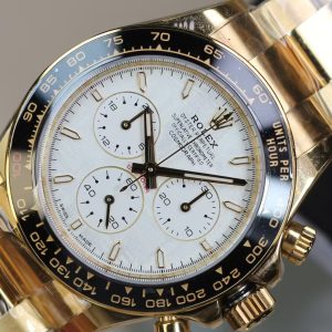 Super Clone Gold Daytona – Meteorite-Style White Dial × Black Bezel (China, High-Grade Build)