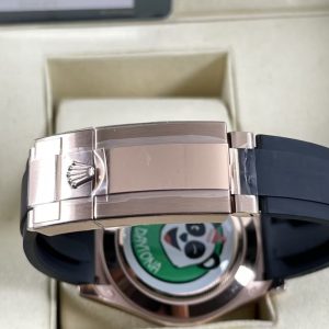 Super Clone Everose-Tone Daytona with Sunburst Pink Dial and Black Rubber Style Strap