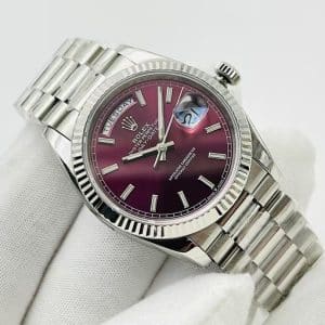 Replica Day-Date 40 Style – Ref. 228239 Wine-Red Sunburst Dial