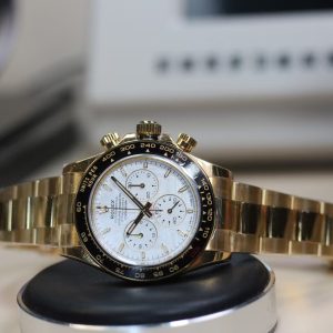 Super Clone Gold Daytona – Meteorite-Style White Dial × Black Bezel (China, High-Grade Build)
