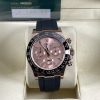 Super Clone Everose-Tone Daytona with Sunburst Pink Dial and Black Rubber Style Strap