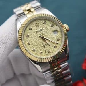 Two-Tone Datejust Style – Gold Pattern Dial with Diamond Markers