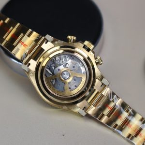 Super Clone Gold Daytona – Meteorite-Style White Dial × Black Bezel (China, High-Grade Build)