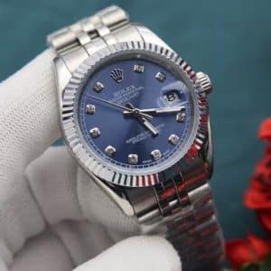 VSF Replica Datejust Style – Blue Sunburst Dial with Diamond Indexes