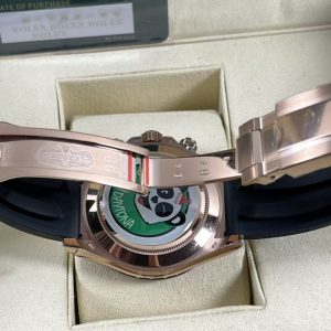 Super Clone Everose-Tone Daytona with Sunburst Pink Dial and Black Rubber Style Strap