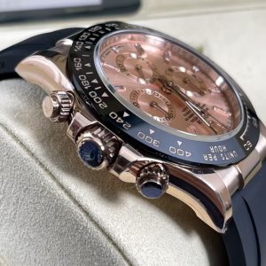 Super Clone Everose-Tone Daytona with Sunburst Pink Dial and Black Rubber Style Strap