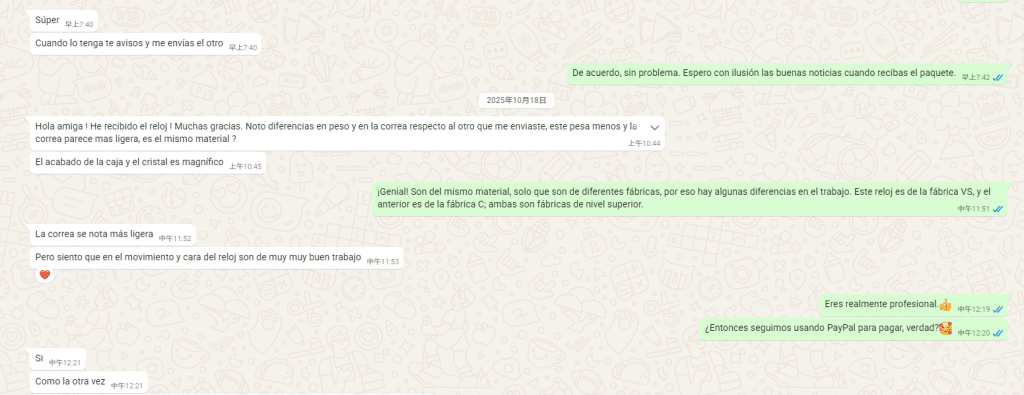 Real reviews from Spanish customers on the VSF Oyster Perpetual