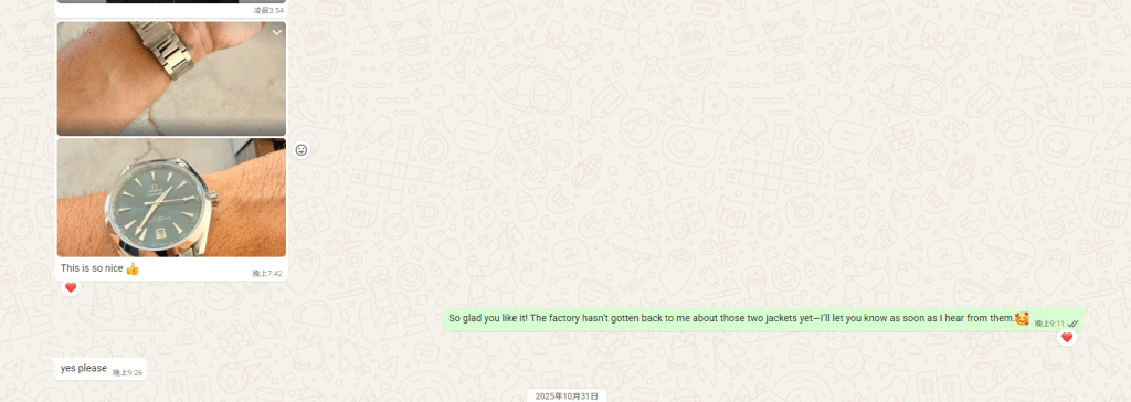 Customer feedback chat records for purchasing VSF Omega