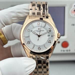Super Clone Vacheron Constantin Fiftysix 40mm Silver Sector Dial Pink Gold Case Bracelet ZF Factory