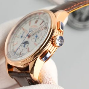 Breitling Navitimer Moonphase Super Clone – BLS Factory Rose Gold White Dial on Leather