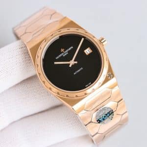 Super Clone Vacheron Constantin Historiques 222 37mm Black Dial Rose Gold Case Integrated Bracelet VC+ Factory