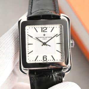 Super Clone Vacheron Constantin Historiques Square 36mm White Dial Steel Case Leather Strap VC+ Factory