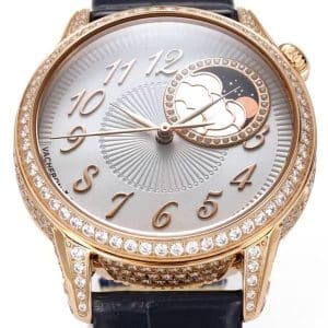Super Clone Vacheron Constantin Égérie 4605F/000R-B496 37mm Silver Dial Rose Gold Case Diamond Lug Leather Strap ZF Factory