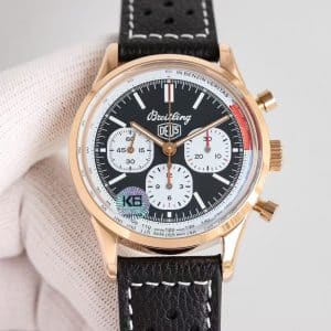 Super Clone Breitling Top Time 41 DEUS White Dial Rose Gold Case Leather Strap KB Factory