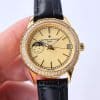 Super Clone Vacheron Constantin Égérie 4605F/000R-B496 36.5mm Champagne Dial Rose Gold Case Leather Strap ZF Factory