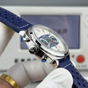 Super Clone Breitling Top Time 41 Blue-White Reverse Panda Dial Stainless Steel Leather Strap BLS Factory