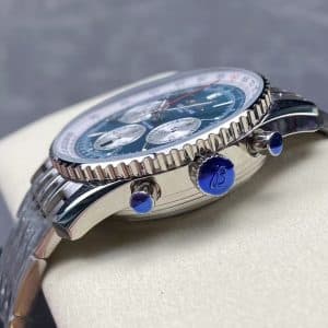 Super Clone Breitling Navitimer 43 Turquoise Blue Dial Steel Bracelet by BLS Factory