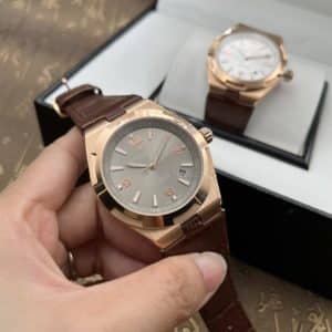 Super Clone Vacheron Constantin Overseas 41mm White Dial Rose-Gold Stainless Steel Leather Strap MKS Factory