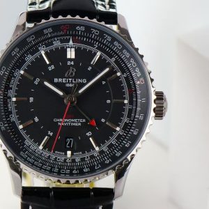 Breitling Navitimer Super Clone by BLS Factory — Steel Case, Black Dial, Black Leather Strap
