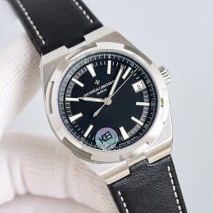 Super Clone Vacheron Constantin Overseas 41mm Black Dial Leather Strap KB Factory