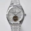 Super Clone Vacheron Constantin Overseas Tourbillon Silver Dial Stainless Steel Bracelet · BBS Factory