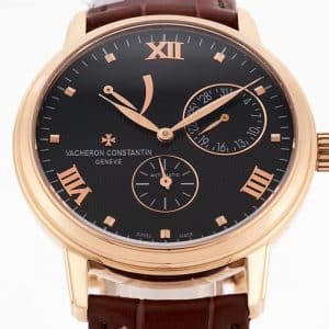 Super Clone Vacheron Constantin Traditionnelle 47200/000G-9019 41mm Black Dial Rose Gold Case Leather Strap TW Factory