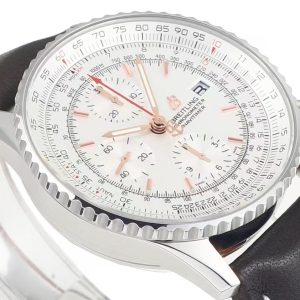 Breitling Navitimer Super Clone – BLS Factory Stainless Steel Silver Dial Rose-Gold Hands on Black Leather (Original-Spec Open-Mold Movement)