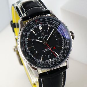 Breitling Navitimer Super Clone by BLS Factory — Steel Case, Black Dial, Black Leather Strap