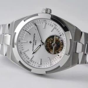 Super Clone Vacheron Constantin Overseas Tourbillon Silver Dial Stainless Steel Bracelet · BBS Factory