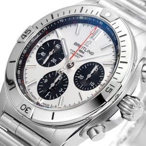 Super Clone Breitling Chronomat 42 White Dial Blue Subdials Stainless Steel Pilot Bracelet GR Factory
