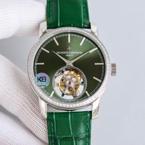 Super Clone Vacheron Constantin Traditionnelle 89000 Series 41mm Green Dial White Gold Case Leather Strap KB Factory