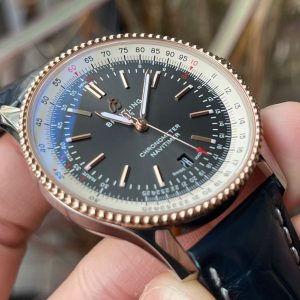 Breitling Navitimer Super Clone – BLS Factory Rose Gold Gray Dial on Leather Strap
