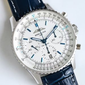 Breitling Navitimer Super Clone – BLS Factory Stainless Steel White Dial Blue Hands on Blue Leather