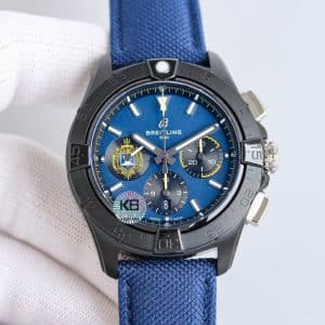 Super Clone Breitling Avenger 45 Blue Dial Black Steel Tactical Strap KB Factory