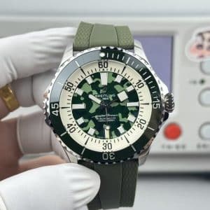 Super Clone Breitling Superocean 44 Green Camouflage Dial Stainless Steel Military-Green Rubber Strap