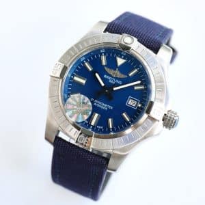 Super Clone Breitling Avenger 43 Blue Dial Stainless Steel Fabric Strap GF Factory
