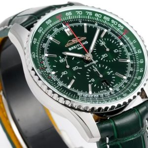 Breitling Navitimer Super Clone — Steel Case, Green Dial, Green Leather Strap (Chronograph Edition)