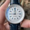 Breitling Navitimer Super Clone – BLS Factory Silver Case White Dial on Black Leather Strap
