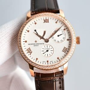 Super Clone Vacheron Constantin Traditionnelle 47192/000R 41mm Silver Dial Rose Gold Case Leather Strap KM Factory